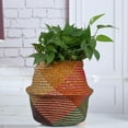 thumbnail image 4 of Foldable Handmade Storage Basket Folding Wicker Rattan Seaweed Belly Straw Garden Flower Pot Planter Laundry Basket, 4 of 7
