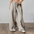 thumbnail image 3 of Women’s Stripe Wide Leg Pants Elastic Waist Drawstring Wide Leg Casual Trousers Summer Lightweight Pants, 3 of 7