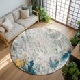 thumbnail image 3 of Gray Teal 8ft Round Rug, Modern Abstract Art Retro Flow Marble Non-Skid Rubber Backing Large Area Rugs - Living Room Bedroom Home Office, Indoor Floor Mat Carpets Washable Rug, 3 of 9