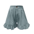 thumbnail image 6 of Shorts for Women Dressy Casual High Waist Ruffle Hem Wide Leg Short Loose Elegant Summer Vacation Shorts with Pocket Green M, 6 of 6