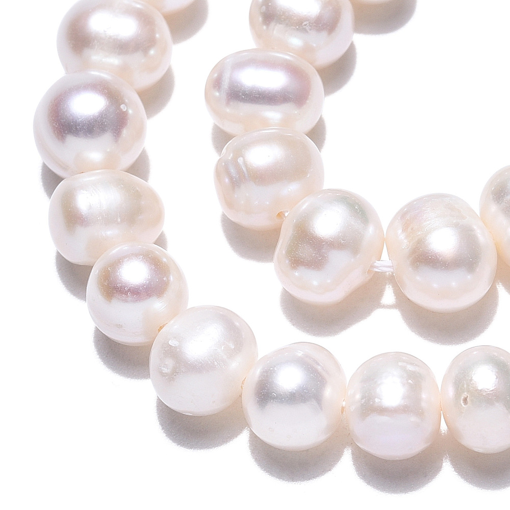 2 Strand Natural Cultured Freshwater Pearl Beads Strands Potato Creamy White 6.5~7mm Hole: 0.6mm about 52~54pcs/strand 13.39 inch(34cm)