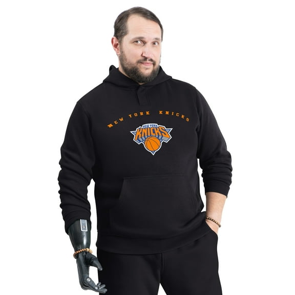 Men's G-III Sports by Carl Banks Black New York Knicks Adaptive Team Arc Fleece Hoodie