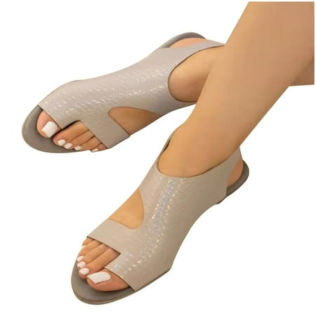 

Womens Comfort Bunion Corrector Flat Shoes Orthopedic Toe Ring Flat Sandal Summer Beach Sandal for Women Dressy