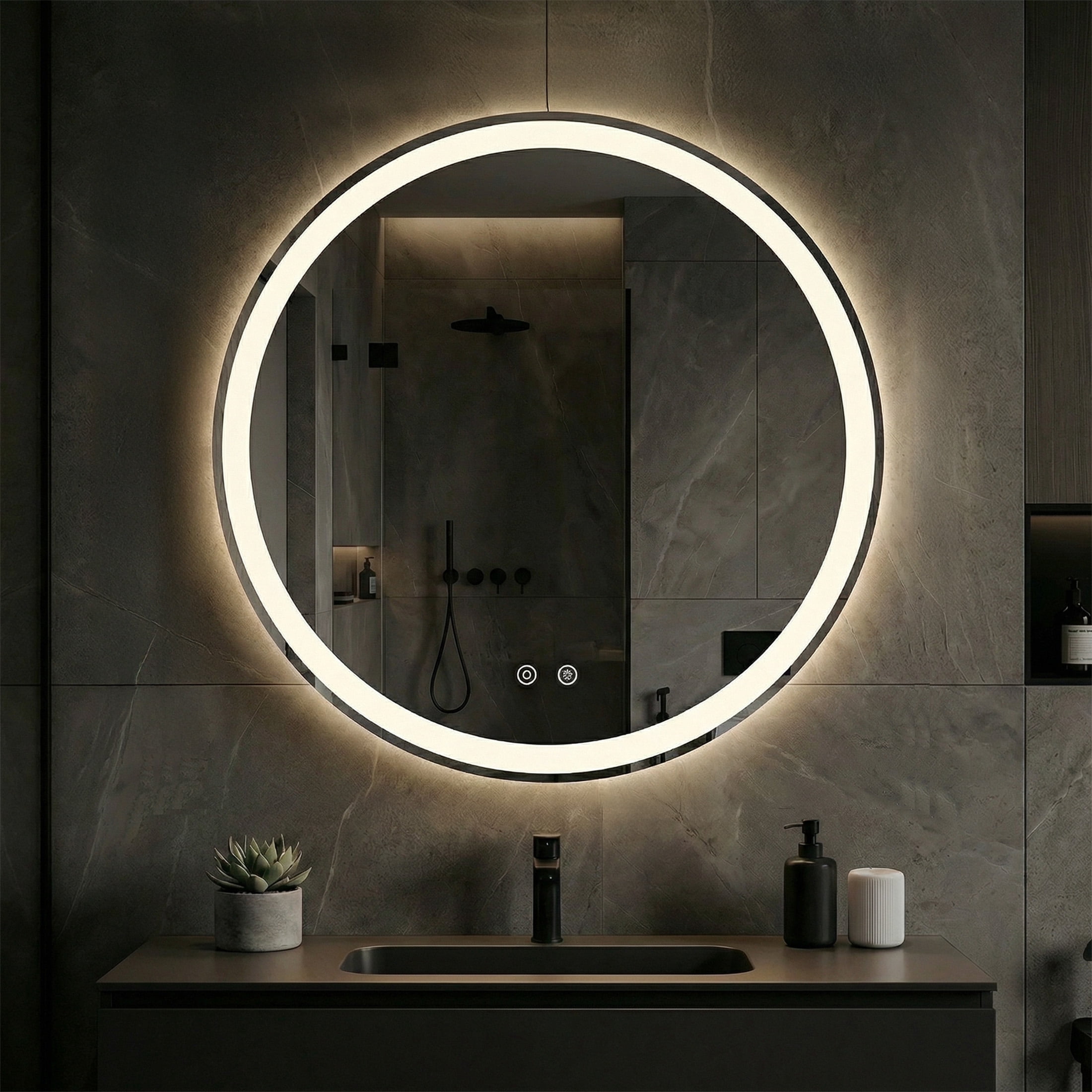 EDX 28" Anti-fog LED Bathroom Mirror with Dual Light Source and Three Lighting Modes, White