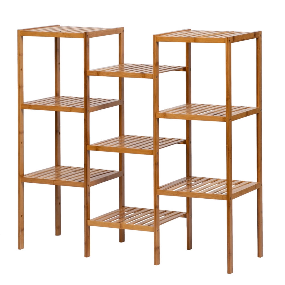 Kepooman Indoor 9-seat Bamboo Plant Racks, Bathroom Racks Can Be Combined Freely for Home, Original Bamboo Color Kepooman Indoor 9-seat Bamboo Plant Racks, Bathroom Racks Can Be Combined Freely for Home, Original Bamboo Color
