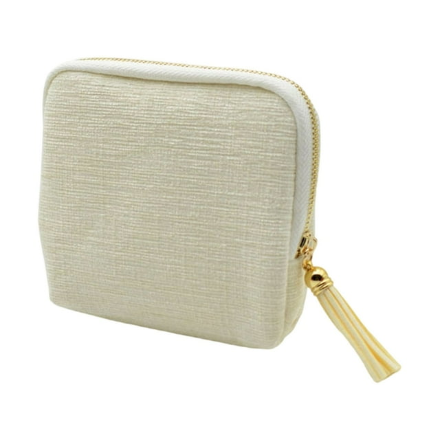 Midnight Pouch Purse,Mini Travel Jewelry Case, Small Jewelry Zippered Pocket Case,Portable Organizer Clutch, Multi-Layer Storage Bags With Zipper Tassel For Earring Necklace Ring Bracelet(White)