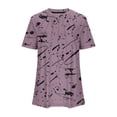 thumbnail image 4 of Tops Cortos para las Mujeres Cuello Redondo Impreso Sudadera Plisada Manga Corta, Tops de Baile para las Mujeres Primavera Verano, 4 of 4