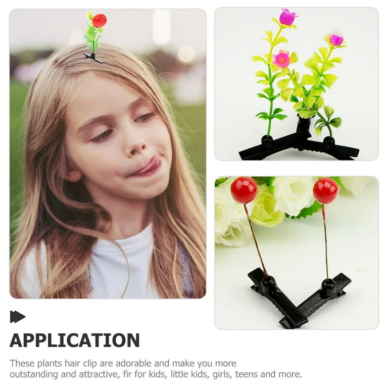 Cute Hair Accessories Barrettes Plant Leaf Clip Hairpin 60 Pcs Kids Clips for Girls Grass Metal Plastic Simulation