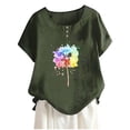 thumbnail image 1 of Camisas de Manga Corta para las Mujeres, Blusa de Botón de Impresión Casual con Cuello Redondo Hecha de Tela Suave Transpirable para Verano Primavera, Blusas de Manga Corta para las Mujeres, 1 of 4