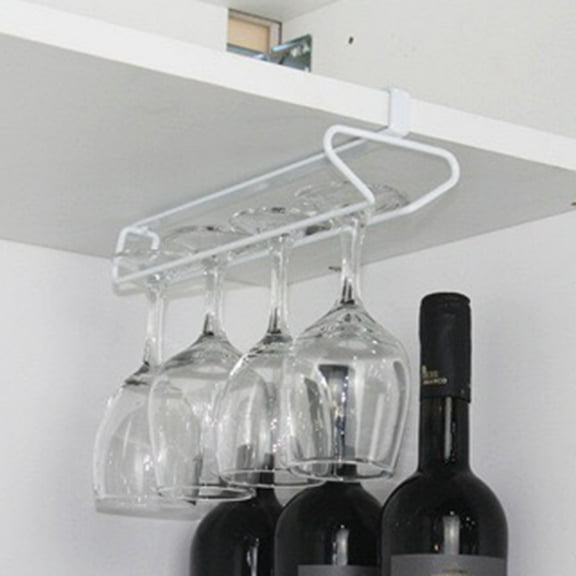 WHAMVOX Iron White Wine Glass Holder for Hanging Cups Easy to Install Space Saver 7.5 Inches