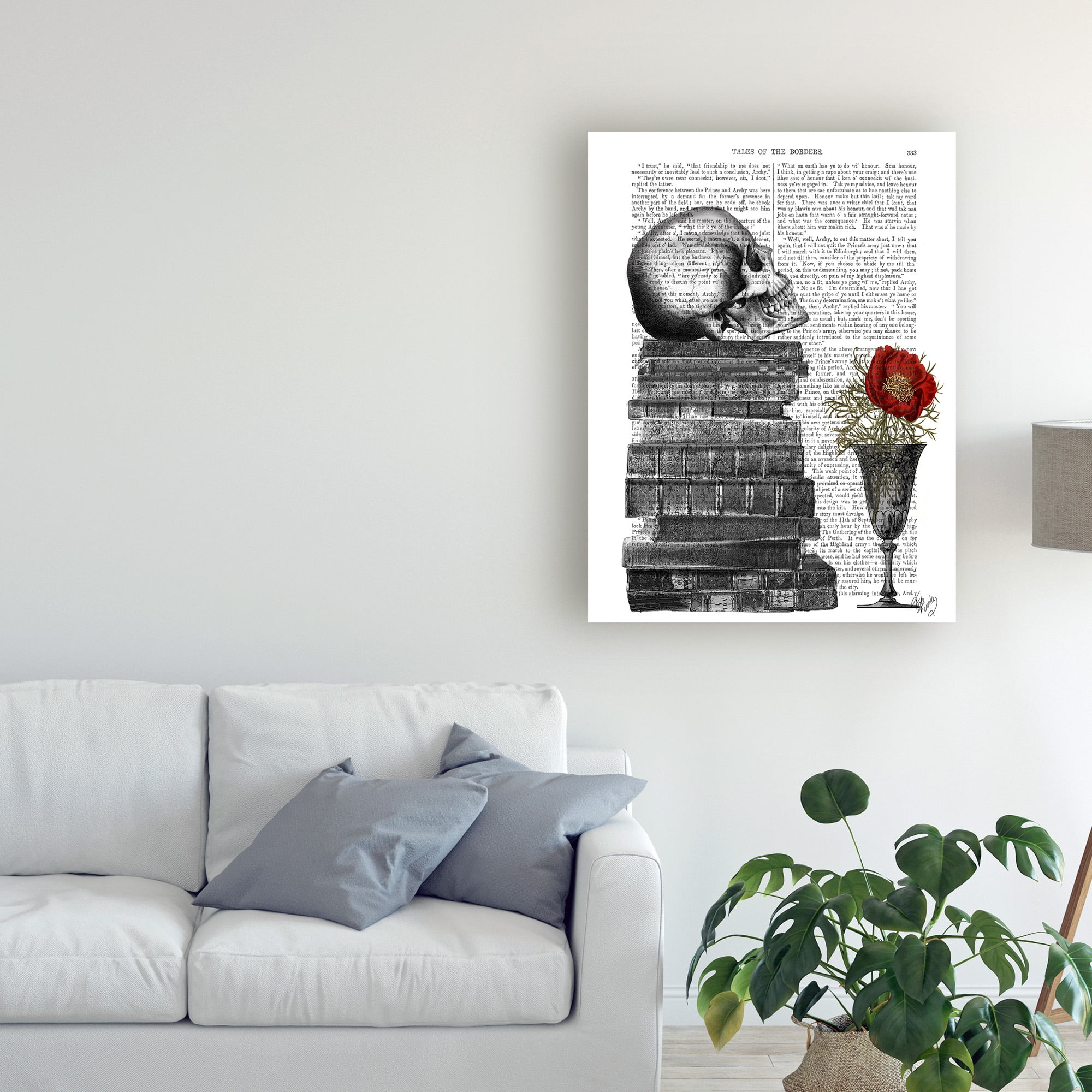 Trademark Fine Art 'Skull And Books' Canvas Art by Fab Funky