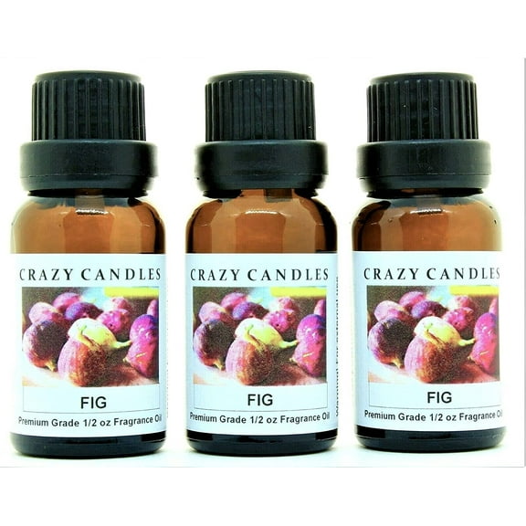 Crazy Candles Fig (Made in USA) 3 Bottles 1/2 FL Oz Each (15ml) Premium Grade Scented Fragrance Oil