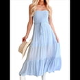 thumbnail image 1 of Vestido de Verano para Mujer, Estilo Bohemio, Informal, con Espalda Descubierta, Bandeau, Volantes y , para Playa Azul S, 1 of 10