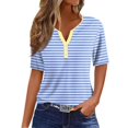 thumbnail image 2 of SDNall T-Shirt à Manches Courtes Imprimé à Rayures Mode Femmes T-Shirt Casual, 2 of 9