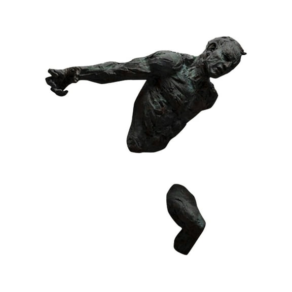 3D Black Through Wall Figure Sculpture Resin Abstract Electroplating Crafts Decor - for Home Hotel Living Room Wall Decoration, Creative Simulation Human Sculpture Pendant Wall Decor (A)