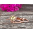 thumbnail image 5 of 10k Rose Gold 2.25 Carat 6mm Round Cut Champagne Diamond Moissanite Engagement Rings With Two Matching Wedding Band Halo Design Art Deco, 5 of 5
