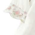 thumbnail image 4 of Embroidered Linen Tops for Women Dressy Casual Ruffle Mid-Sleeve Shirts Crew Neck Pullover Tees,White,L, 4 of 5