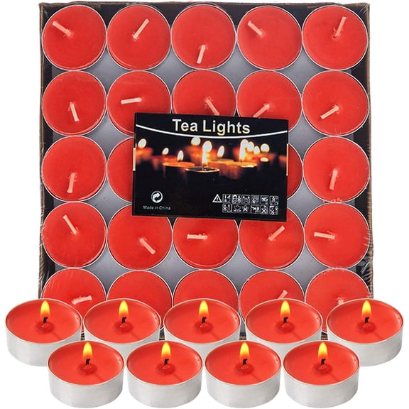 Visen 50Pack Tealight Candles, White, Unscented, Smokeless, Dripless & 6Hours Burn Time Long Burning Paraffin Tea Lights Candles for Home, Romantic Decor, Pool, Shabbat, Weddings & Emergencies