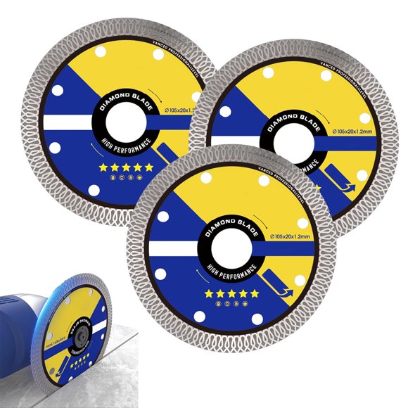 Super Thin Ceramic Tile Cutting Discs, 4 in Super Thin Dry Wet Diamond Porcelain Saw Blades, Diamond Chamfered Saw Blades for Cutting Tile Granite Marbles (3PCS)