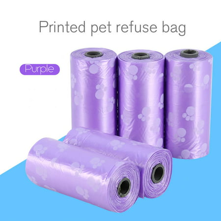 4 Colors Optional 5 Rolls Portable Printed Pet Puppy Dog Cat Waste Clean Poop Pick Up Garbage Bags,Garbage Bags, Waste Clean Poop Pick (Best Way To Pick Up Goat Poop)