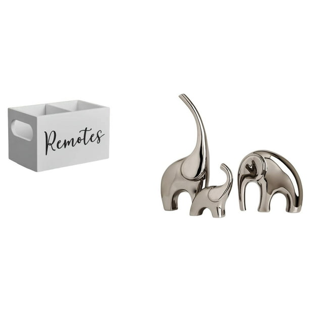 Organizador de almacenamiento de escritorio,Soporte para control remoto de TV de madera,Estatua de elefante,Estatuas de elefantes de cerámica,figuras de elefantes,decoración,Decoración del