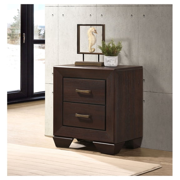 Nightstand with 2 Drawers, Dark Cocoa Finish - Rectangular Bedside Table - Modern Bedroom Furniture - Sturdy Wood Frame - 23.5"W x 16.5"D x 27"H