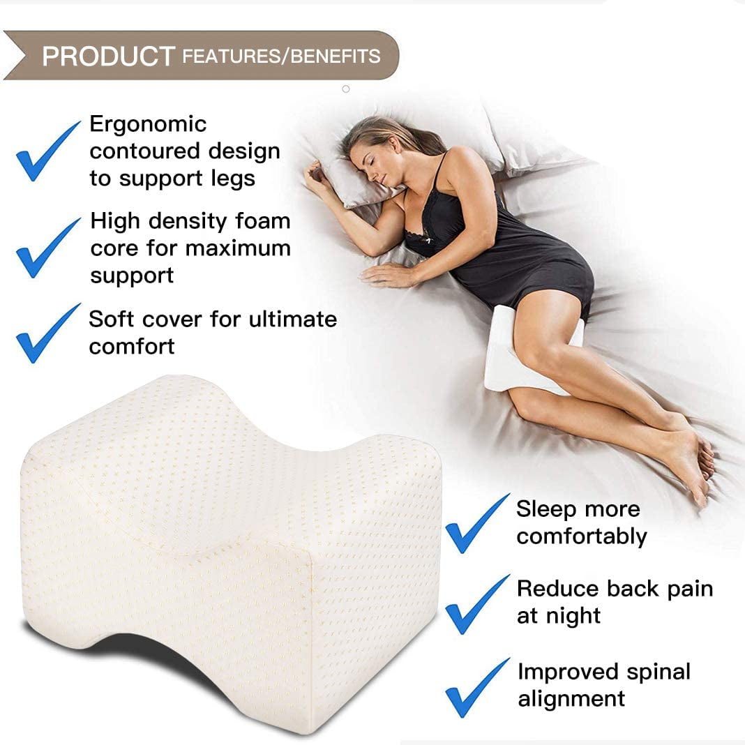 Knee Pads Orthopedic Leg Pillow with Memory Foam for Side Sleepers Pain Support Knee Pads in White Walmart