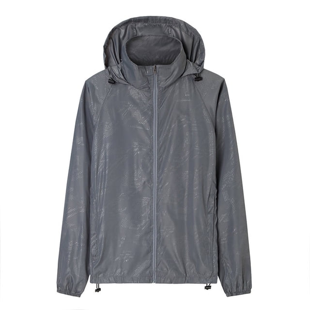Men's Sun Protection Jacket, Lightweight Windbreaker, Breathable Hooded Long Sleeve Zipper Jacket for Running, Athletic Casual Wear