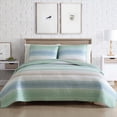 thumbnail image 2 of Beatrice Home Fashions, Coralinn Stripe 3PC Quilt Set, Full/Queen, Sage/Blue, 2 of 6