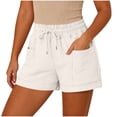 thumbnail image 2 of Dxzfnsa Cargo Shorts for Women Casual Summer High Waisted Chino Shorts Ribbed Elastic Waist Utility Pockets Comfy Shorts S-2XL, 2 of 8
