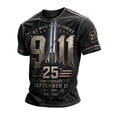 thumbnail image 2 of LNZGNM 9/11 25th Anniversary Memorial Men's T-shirts Short Sleeve Crew Neck Casual Shirt Weekend Layering Outing,Black(XXL), 2 of 3