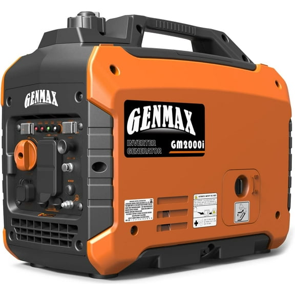GENMAX 2000W Inverter Generator - EPA Compliant, CO Detect Shutdown, Eco-Mode Tech, Ultra Lightweight & Easy to Carry for Home Backup & Camping/Outdoor Use