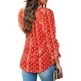 thumbnail image 3 of Casual V-neck Shirts for Womens Loose Long Lantern Sleeve Blouses Tie Knot Floral Tops, 3 of 3