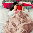 thumbnail image 3 of Cozy Comfort Fleece Blanket Queen Blanket Dusty Pink - Soft Lightweight Plush Fuzzy Cozy, 90X90 inches, 3 of 7