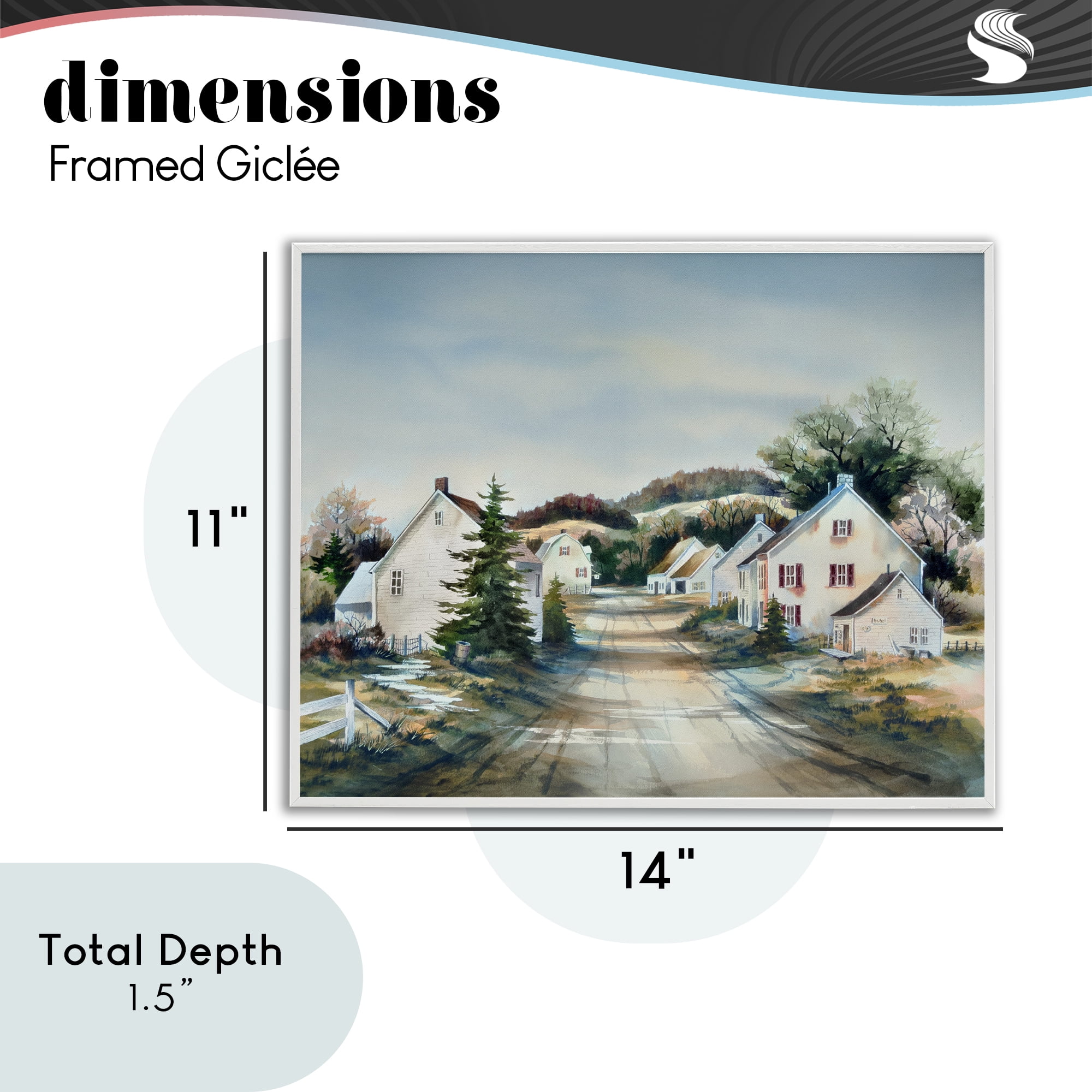 Stupell Industries Tranquil Village Road & Houses White Framed Giclee Art, design by Owen Wexler