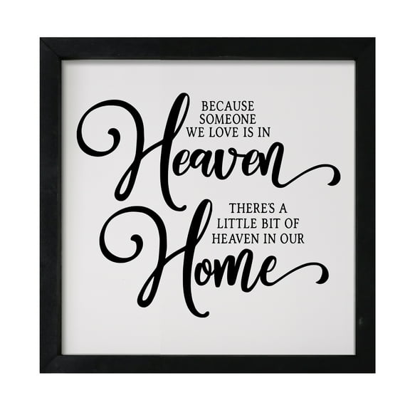 LifeSong Milestones 7x7 Modern Inspirational Framed Shadow Box for Wall Decoration - Because Someone We Love Is In Heaven (Black)