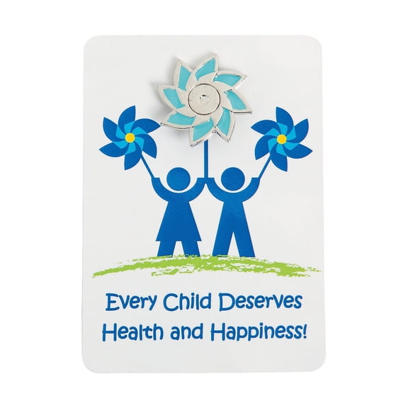 Child Abuse Pinwheel Pin On Card - Jewelry - 12 Pieces