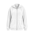 thumbnail image 5 of KHONTS Velvet Zip up Hoodie for Women Fashion Long Sleeve Hooded Sweatshirts Cozy Fall Winter Jackets Tops White XL, 5 of 5