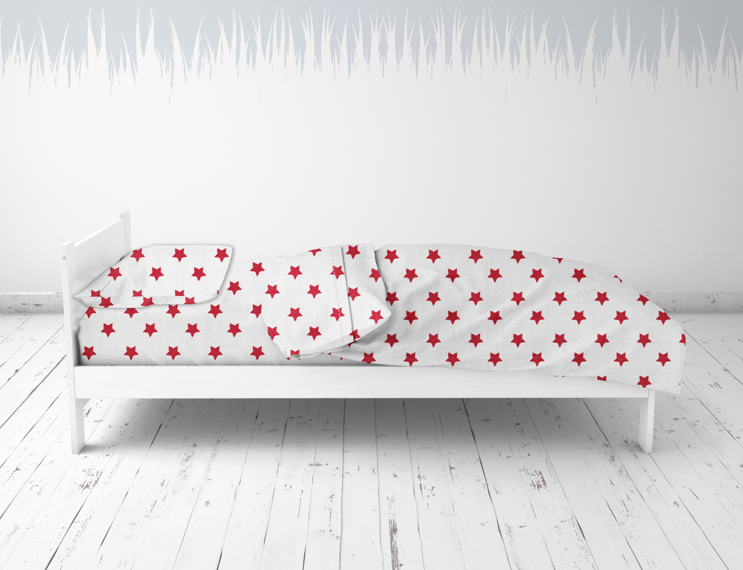 Bacati - Stars 100% Cotton breathable Muslin 3-Piece Toddler Bedding Sheet Set, Red