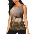 thumbnail image 2 of Haiem Three Horses Oil Painting Workout Tank Tops for Women, Athletic Sports Slim-Fit Tank Tops, Compression Sleeveless Dry Fit Shirts,Athletic Shirt-Medium, 2 of 9