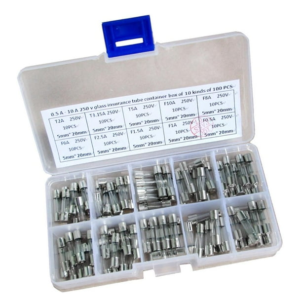 de 100 Fusibles de de Soplado , Kit Surtido de Fusibles de Tubo de de Coche de Soplado