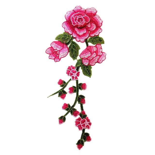 Trayknick Patch Broderie Florale Badge DIY Couture sur Applique Robe Artisanat Rose Rouge