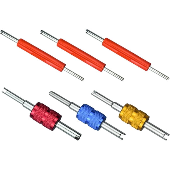 EcoNesxp 6-piece valve core removal tool set Double-head and single-head valve core removal tool set UrbanMingle air conditioning valve stem core removal tool car motorcycle truck bicycle tire repair