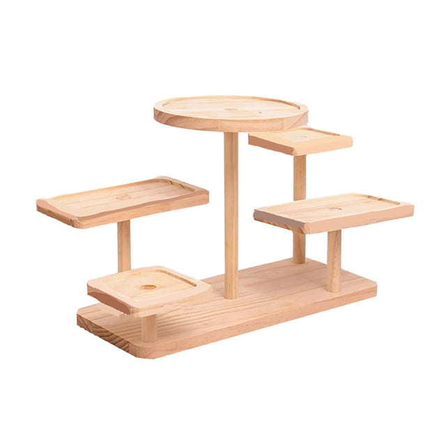 Display Riser Desktop Cabinet Organizer Wood Display Stand Shelf for Dolls Collection Flower Pot Dessert Cupcake Party