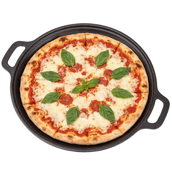 11.8 In Cast Iron Pizza Pan, Pre-Seasoned Round Skillet Griddle Plate with Dual Handles, Heavy Duty Non-Stick Tawa for Tortillas, Crepes, Baking, Stovetop Cooking, Grill BBQ and Camping