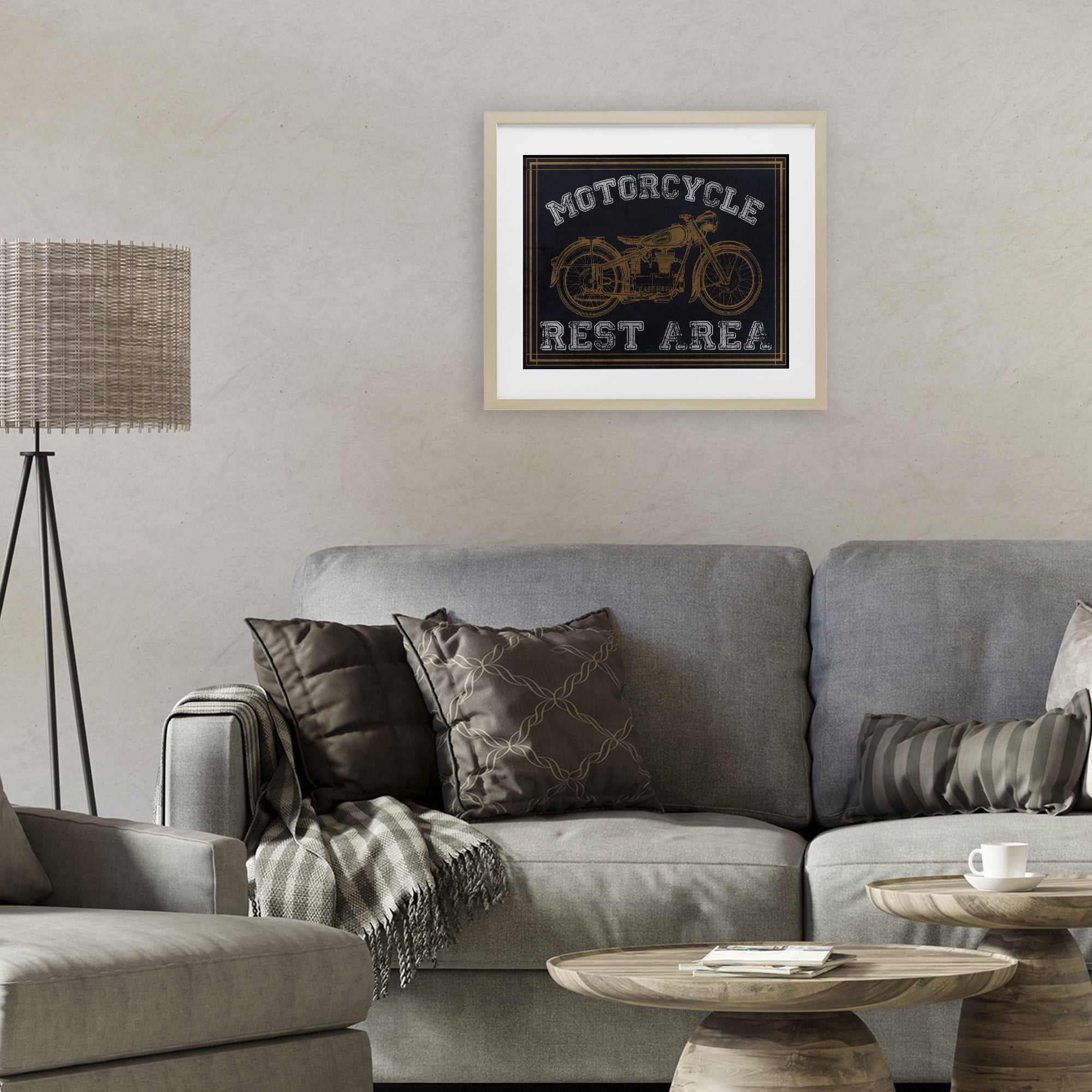 Stupell Industries Motorcycle Rest Area Birch Framed Print Under Glass, design by Marcus Prime