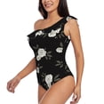 thumbnail image 3 of Yiaed Rose Flowers Print Women One Piece Swimsuits Tummy Control One Shoulder Bathing Suits Pattern Ruffle Swimwear-Small, 3 of 8