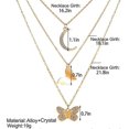 thumbnail image 3 of Collar con colgante de mariposa y luna en capas, con diamantes de imitación, de oro, joyería para mujeres y adolescentes., 3 of 5
