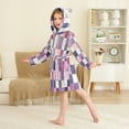 thumbnail image 4 of FORMRS Niños Bathrobe Unisex Hooded Robe Soft Plush Pajamas Sleepwear, Size 7-9T, Pink and Purple Plaid Pattern, 4 of 7