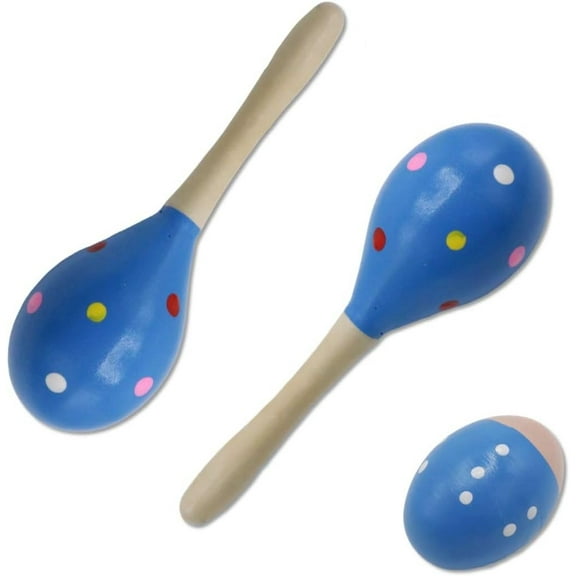 2-pack of colorful wooden maracas, hand-cranked percussion instruments for adults (rhythm party instruments).